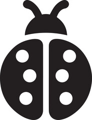 Minimalist Ladybug Silhouette Vector with Eight White Spots – Insect Illustration