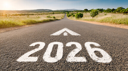 happy new year, new year's eve, silvester, new year, celebration greeting card, new year card - Year 2026 in sparkler font and firework fireworks pyrotechnic, isolated on black night sky background	