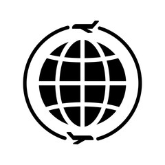 Global travel icon. Outline style. Vector. Isolate on white background.	