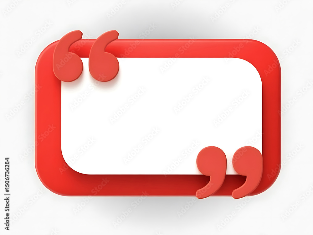 Fototapete red 3d quote box with blank space for text or message