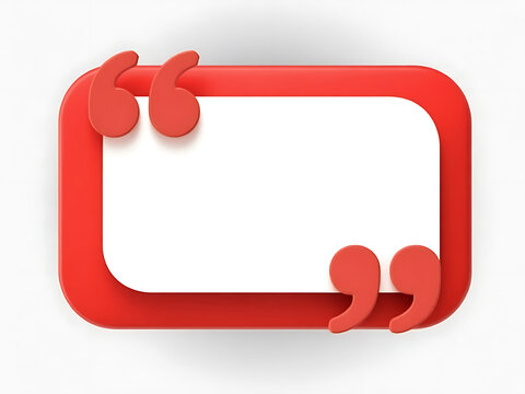 Red 3d quote box with blank space for text or message