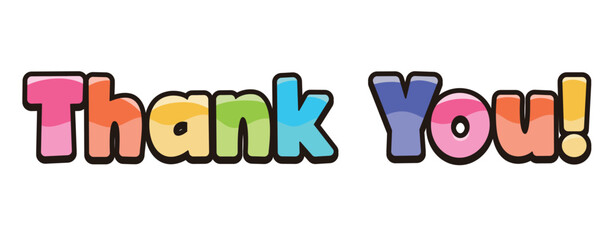 Colorful Rainbow Thank You Text Vector Illustration