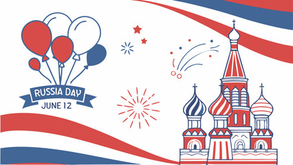 Russia Day 12 June background, banner, greeting card illustration for the festival. Russia day flag, holiday in Russia coupon banner and flyer, postcard, celebration festival frame vector