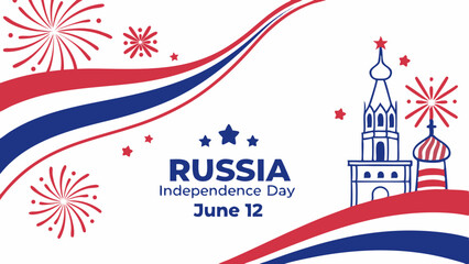 Russia independence day celebration banner or poster vector template design
