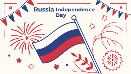 Obraz premium Russia independence day celebration banner or poster vector template design