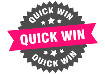 Fototapeta premium quick win. quick win round pink label isolated on transparent background