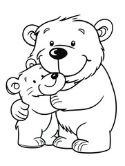 Fototapeta premium Papa Bear and Baby Bear Hug – Cute Father’s Day Coloring Page