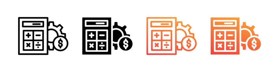 Calculator Multi Style Icon Set Vector 