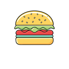 Burger Illustration Set – Colorful Cartoon and Hand-Drawn Vintage Style Fast Food Icons. Hand Drawn Sketch Hamburger Vector Illustration.
