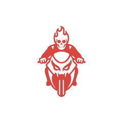 Flaming Skull Motorcyclist – Motorcycle Vector Icon