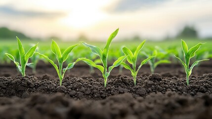 This image illustrates the principles of precision agriculture highlighting the careful cultivation and growth of seedlings in a rich fertile soil environment