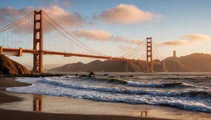 Fototapeta premium Golden Gate Bridge Sunset Spectacle