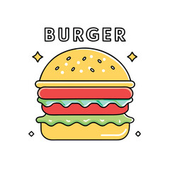 Burger Illustration Set – Colorful Cartoon and Hand-Drawn Vintage Style Fast Food Icons. Hand Drawn Sketch Hamburger Vector Illustration.