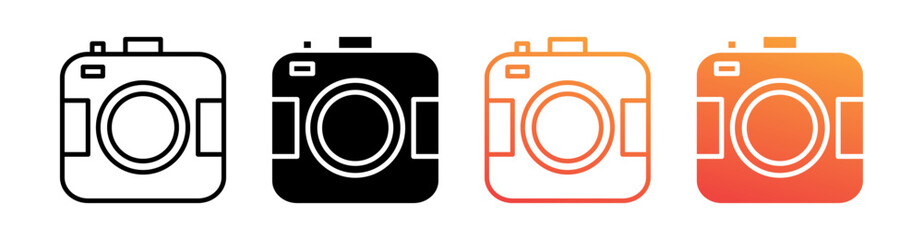Camera Multi Style Icon Set Vector 