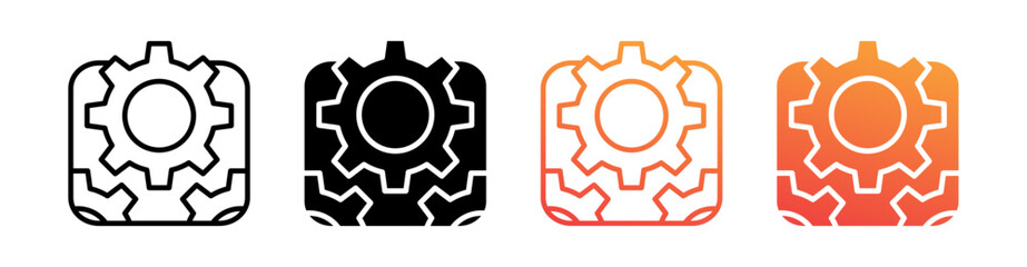 Setting Multi Style Icon Set Vector 