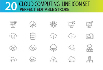 CLOUD COMPUITING LINE ICON SET