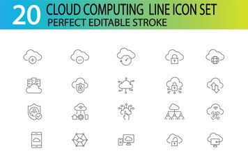CLOUD COMPUITING LINE ICON SET