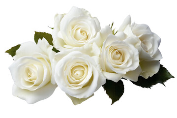 white roses bouquet isolated on white background.