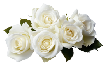 white roses bouquet isolated on white background.