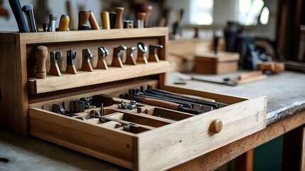 Multi-tool holder open on a workbench