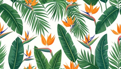 Tropical floral seamless pattern.
