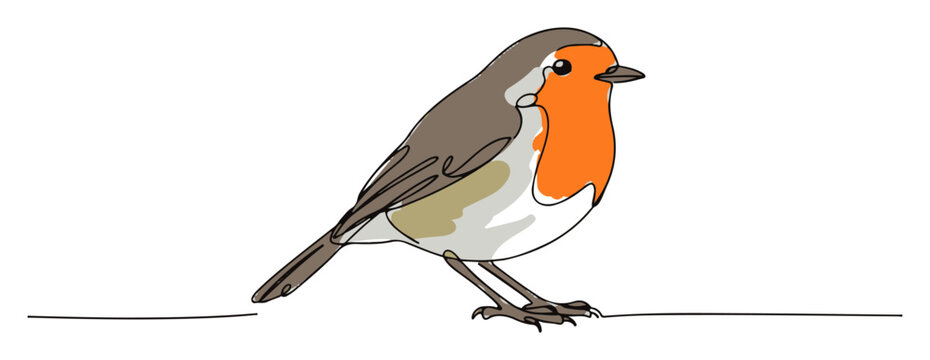 robin bird &ndash; minimal animal outline vector