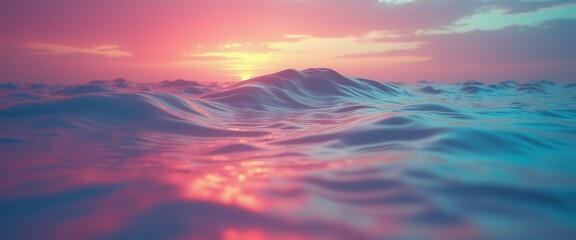 Obraz premium Serene Ocean Waves at Sunset, Pastel Colors, Smooth Water Surface Reflecting Soft Light, Abstract Landscape with Calm Atmosphere