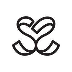 Minimal monogram S2 letter logo with heart shape