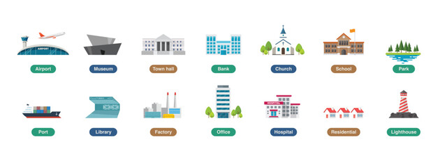 color building icon set