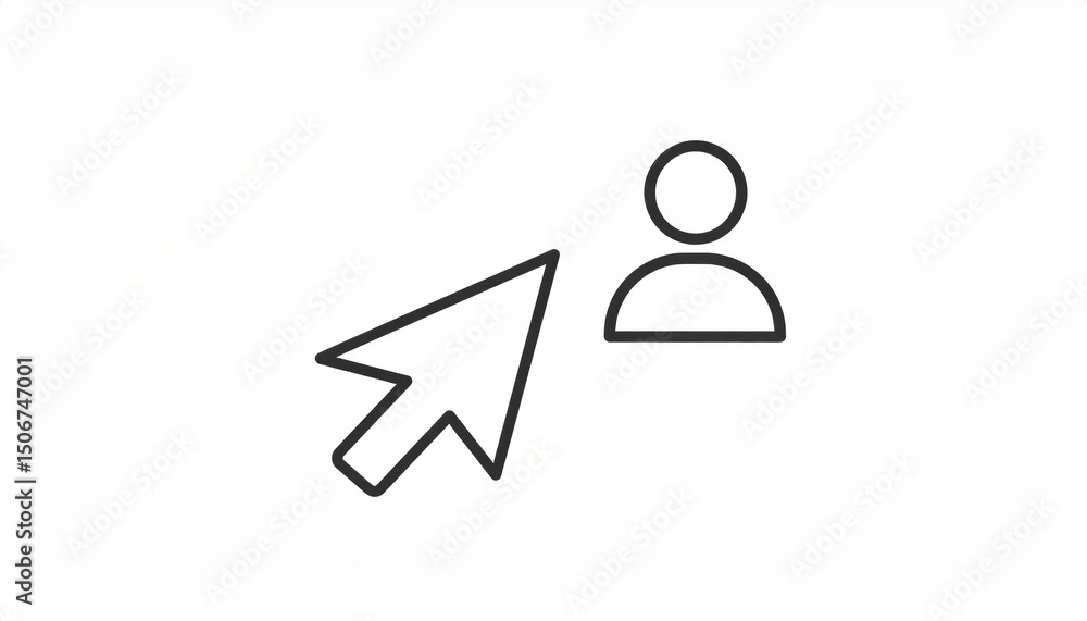 Poster digital interaction, a hand engaging with virtual pointer icon in the modern technological landscape