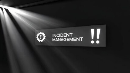 3d led sign with bright incident management text and gear icon, showing digital alert concept for response strategy and security incident control - Powered by Adobe