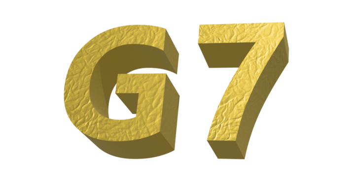 G7、金色の立体のロゴ、3D制作