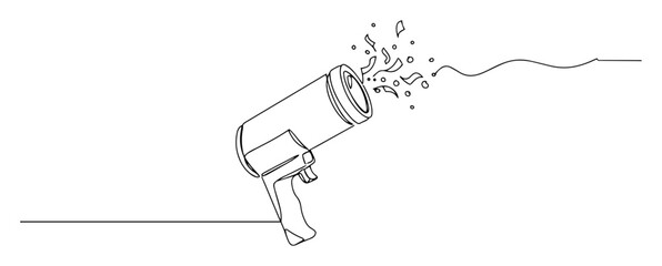minimalist line art confetti cannon vector illustration