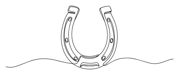 minimalist line art horseshoe symbol vector illustration