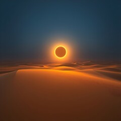 surreal 6/21 solar eclipse scene with crescent shadows on sand