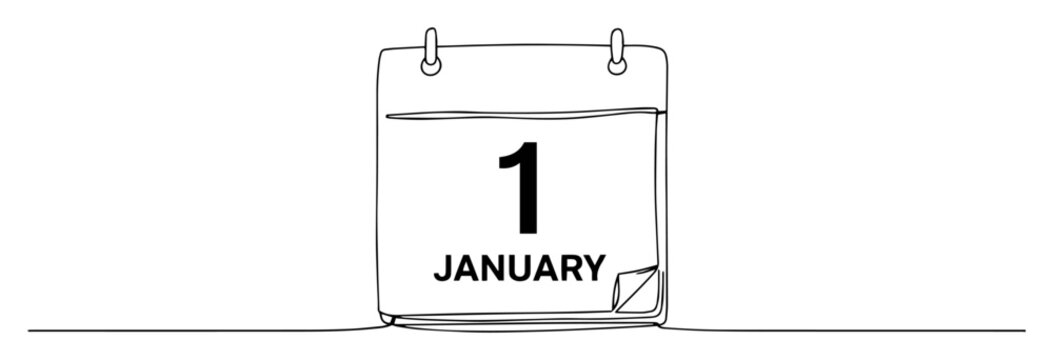 minimalist line art calendar january first vector illustration