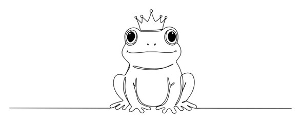 frog prince front view oneline vector drawing