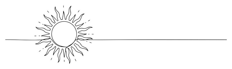 sun with radiant beams minimal line art vector