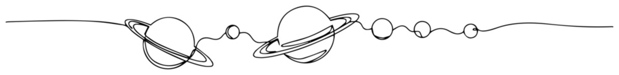 planetary alignment with rings oneline cosmic drawing