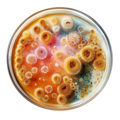 petri dish with bacterial colonies, laboratory culture.