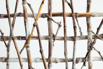 Intertwined bamboo and branches, natural lattice