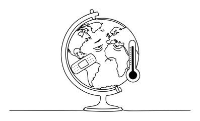 earth globe with thermometer and patch eco concept