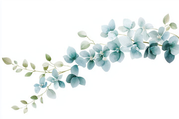 Beautiful watercolor botanical illustration featuring delicate blue flowers and green leaves, evoking serene and calming