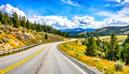 Fototapeta premium Winding road through mountains and forest.