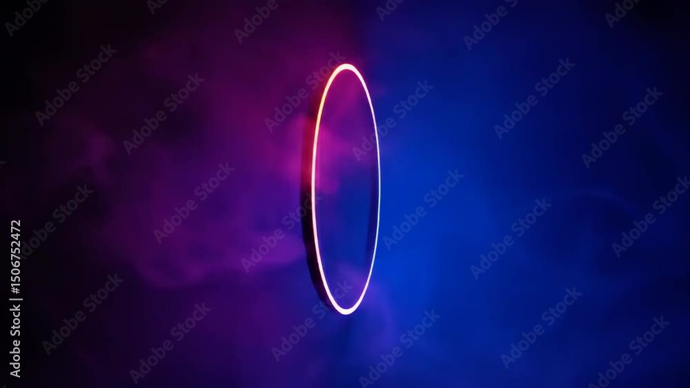 Aufkleber neon circle frame with colorful gradient background