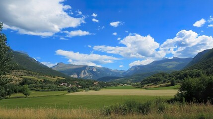 landscape with mountains and blue sky
