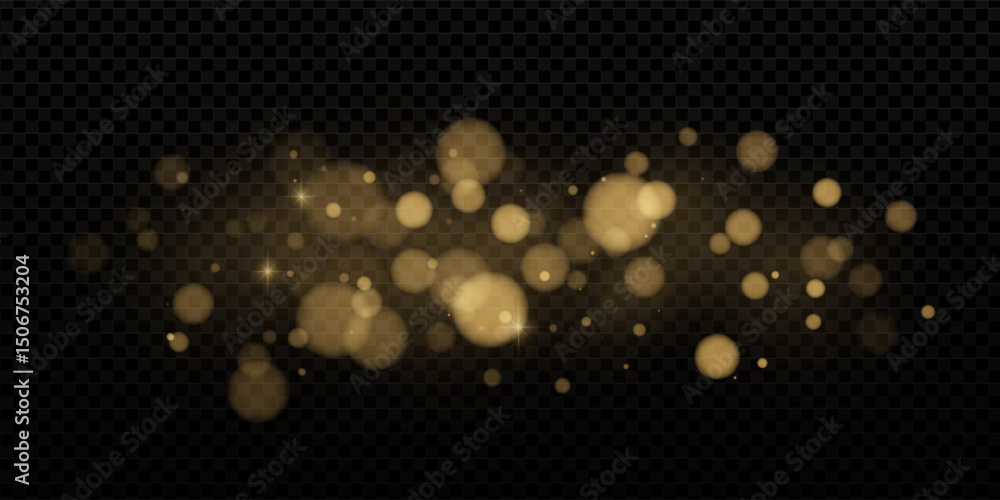Poster golden glitter explosion with festive bokeh and sparkling particles. abstract night background with 