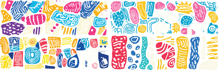 Abstract Shapes Vector, Colorful Illustration on White Background