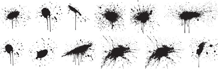 Ink Splatter Vector Collection, Isolated on White Background
