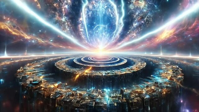 Cosmic genesis event creating a dimensional energy portal